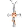 Miaofu Collana Croce Donna Argento 925 Collana Infinito Rosa Donna Croce Ciondolo Catena Oro