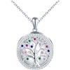 MICSAVI Collana Foto Personalizzata in Argento 925 Medaglione Albero della vita per Donna, Ciondolo Albero Portafoto con Zirconi, Regalo Gioielli per Madre Figlia Fidanzata