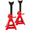 TecTake Set da 2 Cavalletto di Sostegno per sotto Auto con Leva di Sicurezza 3 TON - Disponibile in Diversi Colori - (Rosso | No. 401671)