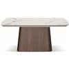 KONTE.DESIGN Tavolo MALTA in vetroceramica effetto marmo statuario, allungabile con base noce 160×90 cm - 240×90 cm