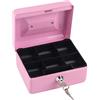 YUMILI Cassetta di sicurezza per contanti in acciaio da 1 pezzo Cassetta di deposito per piccoli contanti con serratura Cassetta di sicurezza per monete in contanti per casa e ufficio(rosa)