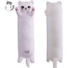 Sausudols Peluche Cuscino Lungo Gatto 50CM Peluche Gatto Cuscino di Peluche Morbido Gatto Plushie Giocattolo Regalo per Compleanno Natale e San Valentino Bianco