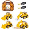 Eucomir 4 in 1 Assemblaggio Veicolo da Costruzione Giocattolo, Ruspa, Demolitore di Calcestruzzo Escavatore, Escavatore, Rullo Stradale, Giocattoli per Veicoli di Ingegneria per 2 Anni Bambini