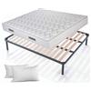 EVERGREENWEB MATERASSI & BEDS Evergreenweb - Kit Rete e Materasso Matrimoniale 140x200 Alto 20 cm + Coppia Cuscini Memory Foam Gratis, Set Letto Materasso Effetto MASSAGGIANTE e Rete a Doghe in Legno Naturale Ortopedica - Offerta