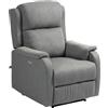 HOMCOM Poltrona Relax Elettrica con Poggiapiedi e Presa USB, Poltrona Reclinabile Elettrica 160° in Tessuto effetto Lino, Legno di Pioppo per Soggiorno, Salotto e Camera da Letto, Grigio Chiaro