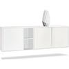 Vladon Cassettiera Cuba - bianco opaco/bianco opaco - Credenza moderna per la zona giorno - (LxAxP) 182x53x35 cm