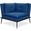 EVERGREENWEB MATERASSI & BEDS EVERGREENWEB - Poltrona angolare salotto Soggiorno, Stile Design Moderno contemporaneo in Tessuto, Poltroncina da Camera con Schienale reclinabile Gambe in metallo - Sedia Modulare Angolare Blu - EVA