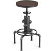 GIANTEX Sgabello da Bar Senza Schienale Braccioli in Bronzo, Sedia Rotonda con Poggiapiedi in Metallo Base, Sedia Regolabile 60-75 cm in Altezza, Vintage Industriale Moderno (Aegento)