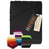 Npluseins - Lenzuolo sotto in jersey 100% cotone, nero, 70 x 140 cm