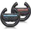 TRANSNOVO Steering Wheels Compatible with Nintendo Switch 2 Joy-Cons, Controller Racing Wheels for Mario Kart 8 Deluxe-TWIN PACK [2X Black Wheels]