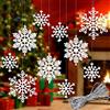 Whaline 40 decorazioni natalizie da appendere a forma di fiocco di neve con glitter bianchi, con corda argentata da 400 cm, per matrimoni, compleanni, casa, albero di Natale, finestre, porte e