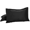 TodaysHome Today's Home Federe per Cuscino in Morbido Misto Cotone, Stile Classico, Standard, Nero (Confezione da 2)