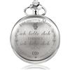 TREEWETO Orologio da taschino con incisione, collana da uomo, nero/bronzo, regalo di compleanno, anniversario di matrimonio, marito, argento, Classico