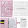FuninCrea Money Binder Budget Planner Raccoglitore Anelli a5 Challenge del Risparmio, Budget Binder Pelle Libro Risparmio Soldi con 100 Buste per Contanti Trasparenti (Rosa)