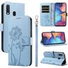 Bravoday Cover per Samsung Galaxy A20e, Custodia in PU Pelle Portafoglio Flip Schede con Slot per Carte, Magnetica Antiurto Cover per Galaxy A20e, Azzurro
