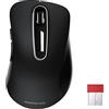 memzuoix Mouse Wireless 2.4GHz, Mouse Ottico Portatile 1400 DPI con Mini Ricevitore USB, 5 Tasti e Funzionamento a Batterie per Laptop, Desktop, MacBook - Nero