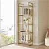 LBSIGN Libreria Oro 58x30x175 Cm 5 Ripiani Effetto Marmo Decus