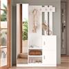 LBSIGN Mobile Ingresso Con Scarpiera Appendiabiti E Specchio 113x35x180 Bianco Roger