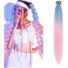 S-noilite Extension per capelli con coda di cavallo S-noilite Ombre con elastico per capelli da donna, finto parrucchino per feste quotidiane, treccia fai da te, 66 cm, 2 pezzi Ponytail,Azzurro chiaro-rosa