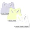 Calvin Klein Bambina Bralette Confezione da 3 Incrocio sulla Schiena, Multicolore (Purpleheather/Elfinyellow/Pcwhite), 8-10 Anni