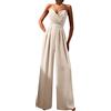 Generic Jumpsuit Donna Elegante Da Sera Jumpsuit Tutina Tute Larghe a Gamba Larga Tuta Lunga Abito Senza Maniche Jumpsuit Retro Pantaloni Larghi Jumpsuit Cocktail Overall Cerimonia Con Maniche Corte