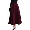 BiilyLi Gonne Lunga Invernale Donna Elegante Lana Caldo Vita Alta Maxi Gonna Pieghe Vintage A-Linea Vita Elastica Gonne Svasata Rosso-L