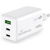 MediaRange Caricabatterie 100W 3-Port 2x USB-C u. 1x USB-A, bianco