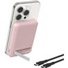 Belkin BoostCharge Pro Power Bank Magnetico 5000mAh con Qi2, caricabatterie portatile compatibile con MagSafe, supporto integrato, power bank wireless per iPhone 16, iPhone 15, 14 e altri, rosa