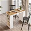 LBSIGN Tavolo Da Cucina Alto Con Ripiani Laterali 120x52x102H Rovere E Bianco