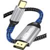 Nersligek Cavo da USB C a DisplayPort 2M, cavo da Type-C a DisplayPort 8K@60Hz 4K@240Hz unidirezionale da Thunderbolt 4/3 a Display Port Cavo da USB C a DP compatibile con iPhone 16, MacBookPro/Air