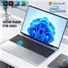 xia man Intel Notebook PC Windows 11 Pro Gamer 15.6 "Laptop Ultra sottile Intel Celeron N4000 16GB RAM 1TB 2TB SSD Office Study Computer PC - Argento