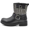 IF Stivaletti da Donna Caviglia Anfibi Motociclista Biker Fibbia Borchie 8081A Nero N.38