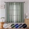 Lecloud Serena Semi Sheer Sage Green Curtains 63 Inch Length Set of 2, Airy & Privacy Farmhouse Curtain for Windows, Dining Room Bedroom Curtain Panels (Each 40 W x 63 L, 2 Panels Set, Sage Green)