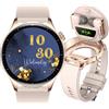 AIEK Smartwatch con Auricolari Bluetooth per Uomini e Donne, grande schermo AMOLED da 1,43, Monitor della Frequenza Cardiaca, Notifica delle Calorie dei Passi, 100+ Modalità Sportive (Oro rosa)