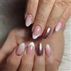 Lcxecnw French Tip Press on Nails Unghie finte a mandorla bianca Unghie finte ovali corte rosa con strass Unghie finte a copertura totale Unghie artificiali per donne e ragazze 24 PCS