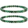 Landorilo 2 Pezzi Bracciale in Pietra Naturale Rotonda da 4 mm, Braccialetti Yoga Elastico per Uomo e Donna, Bracciali Portafortuna, Perline di Ricambio Incluse(2R Crisoprasio)