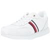 Tommy Hilfiger Donna Sneakers da Runner Essential Runner Global Stripes in Pelle, Bianco (White), 37