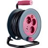 Zenitech, Mulinello elettrico fai-da-te 3 prese 2P + T 2 porte USB-A/C, 12 m, grigio/rosa, ricarica rapida 5V DC-2400mA, compatto leggero, impugnatura ergonomica, telaio in acciaio zincato, CE