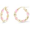 LUXURY MILANO Orecchini a cerchio torchon collezione hula hoop in argento giallo 925 con smalto rosa