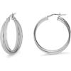 LUXURY MILANO Orecchini a cerchio doppio intrecciato collezione hula hoop in argento rodiato 925