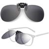 Potieero Occhiali da sole con clip per uomo e donna, rotondi, classici, polarizzati, UV400, occhiali da sole Flip Up per guida, pesca, visione chiara, antiriflesso (nero, con custodia)