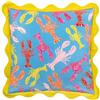 furn. Copricuscino smerlato con crostacei in 100% cotone