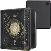 kwmobile Custodia eReader Compatibile con Kobo Libra Colour Cover - eBook Reader Flip Case - blu scuro/giallo/nero - Sole Tarocchi