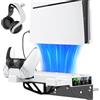 Tokluck Supporto per PS5/SLIM/PRO Parete, Supporto P5 con Raffreddamento, Base di Ricarica Controller PS5 con Ventola PS5 e Support per Cuffie