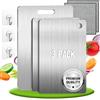 Three Stars Set di 3 - Tagliere Acciaio Inox Reversibile in Lega Titanio - Set da Cucina Professionale SUS316/SUS 304 + Ganci e Panni - Tagliere in Acciaio Inox Alimentare - Antibatterico e Resistente | 3‑Stars