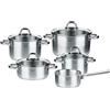 Fissler Batteria di pentole, 5 pezzi, Coperchi inclusi, Capacità e diametri assortiti, Tutti i piani cottura, Acciaio inox, Korfu