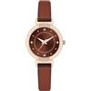 NUOVO Orologi da donna in pelle marrone orologio da donna cassa oro rosa elegante semplice orologio cristallo orologio diamante analogico al quarzo per le donne