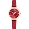 NUOVO, Orologio da donna con cinturino in pelle, elegante, analogico, al quarzo, classico, Rosso, Cinturino