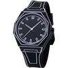 findtime Orologi da uomo e da donna, cinturino in silicone, analogico, al quarzo, semplice orologio sportivo e giovani, orologio da polso senza numeri, 3 ATM, impermeabile, da uomo,, Nero , cinghia