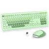 SOLIDEE Combo Tastiera e Mouse Wireless Colorato,tastiera per macchina da scrivere retrò 2.4GHz,104 Tasti con Tastierino Numerico,Tastiera a Membrana Silenziosa(Americana QWERTY)(Light Green)